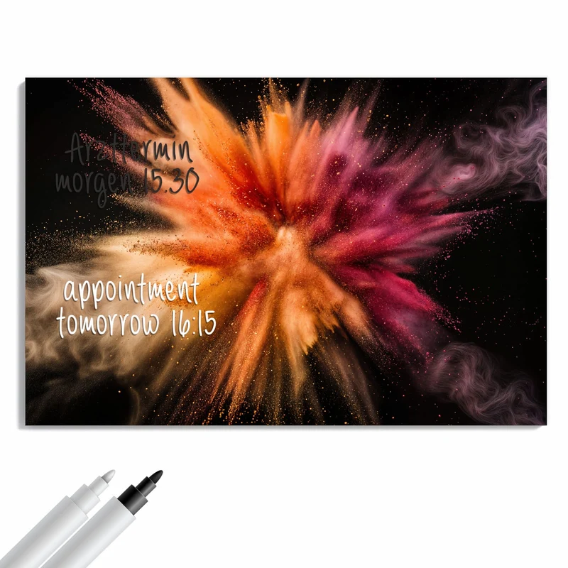 Metall Magnettafel - Farbpulver auf Schwarz