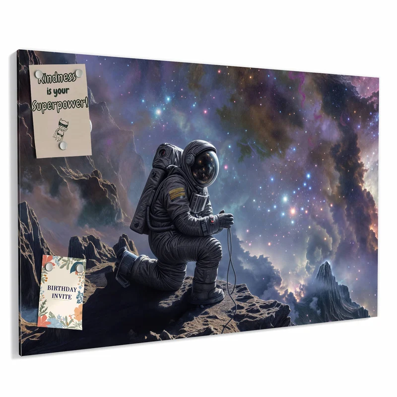Metall Magnettafel - Astronaut und Galaxie