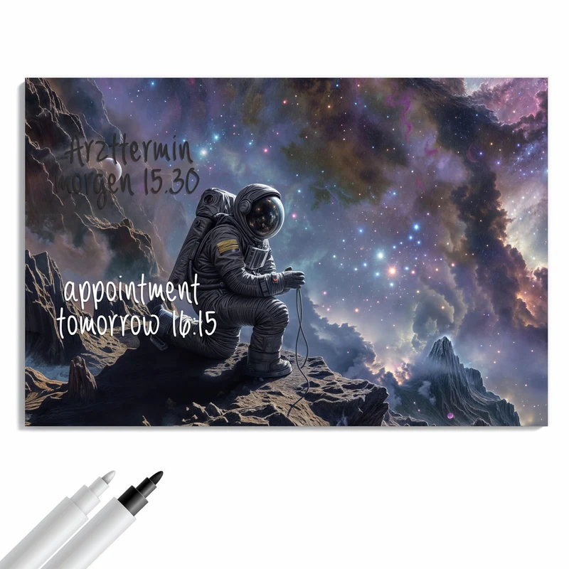 Metall Magnettafel - Astronaut und Galaxie