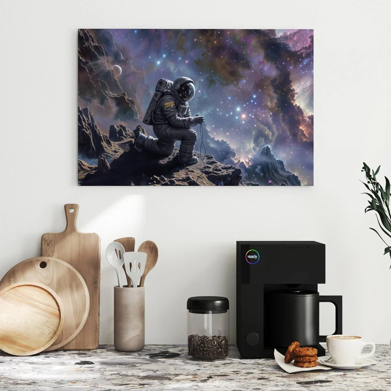 Metall Magnettafel - Astronaut und Galaxie