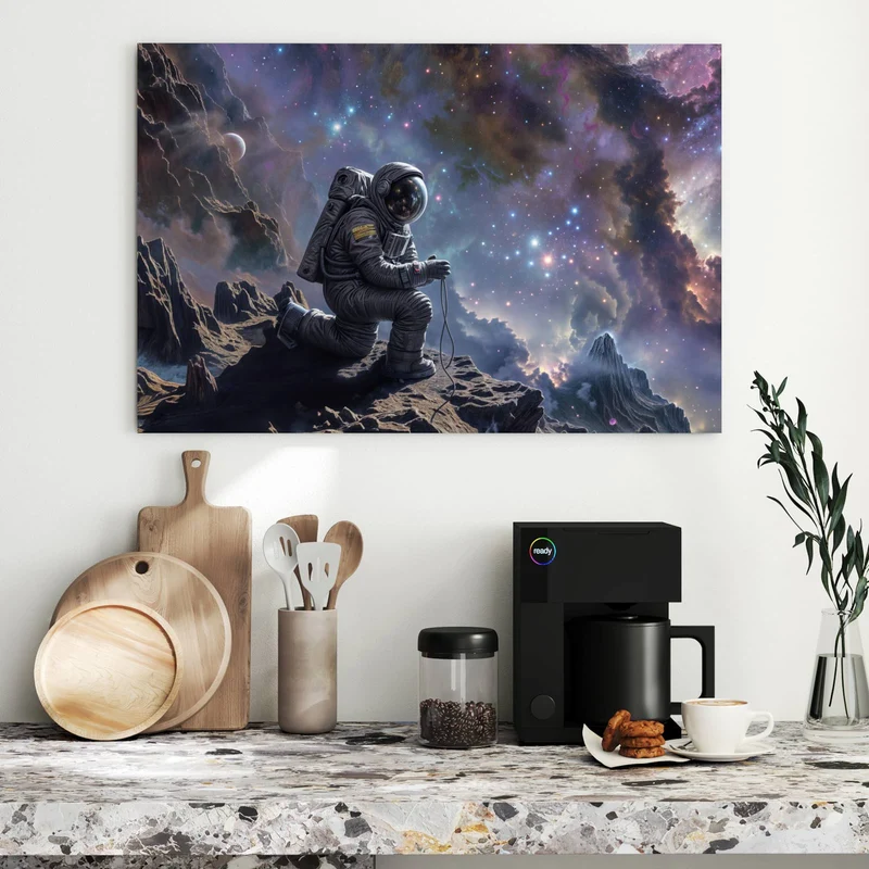 Metall Magnettafel - Astronaut und Galaxie
