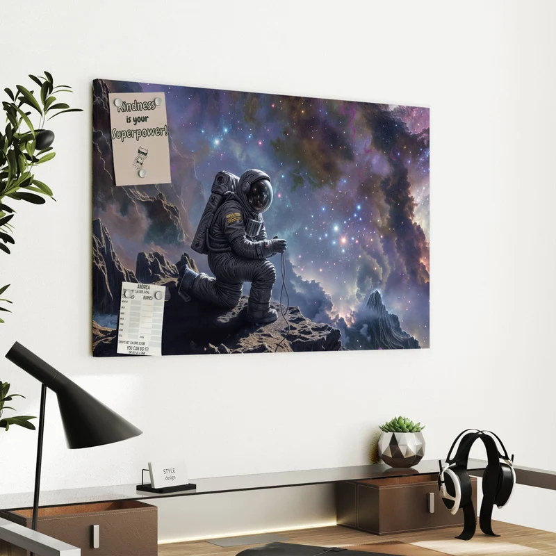 Metall Magnettafel - Astronaut und Galaxie