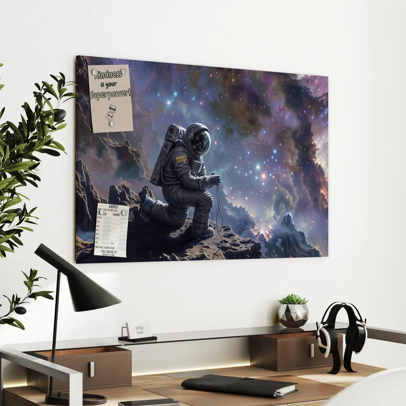 Metall Magnettafel - Astronaut und Galaxie