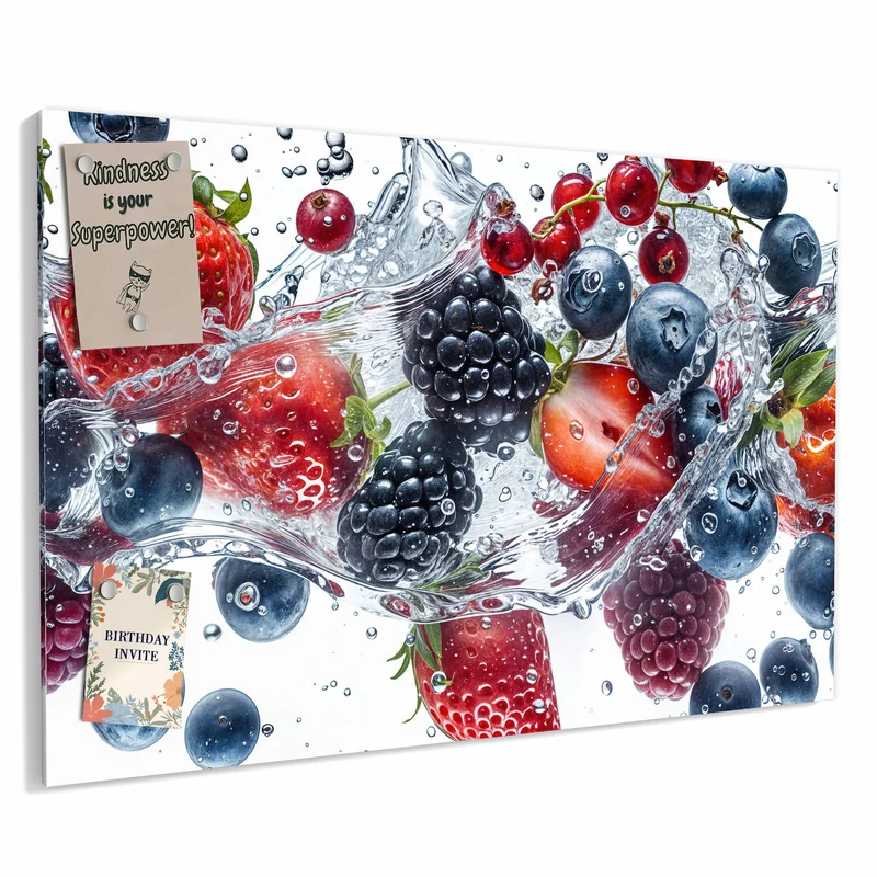 Metall Magnettafel - Beeren im Spritzwasser