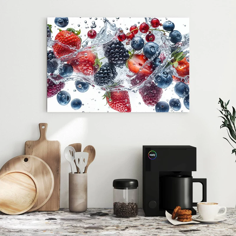 Metall Magnettafel - Beeren im Spritzwasser