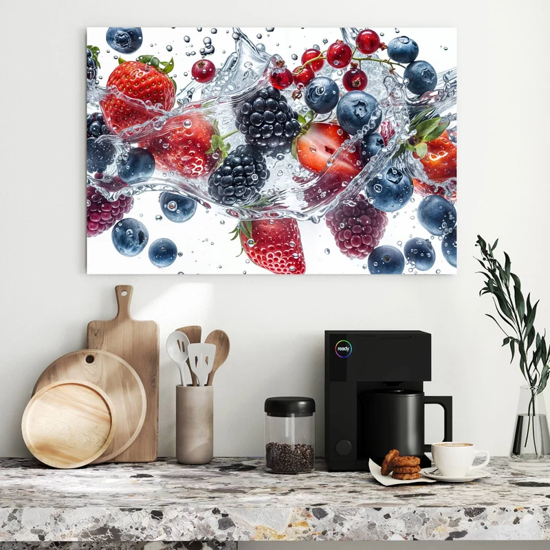 Metall Magnettafel - Beeren im Spritzwasser