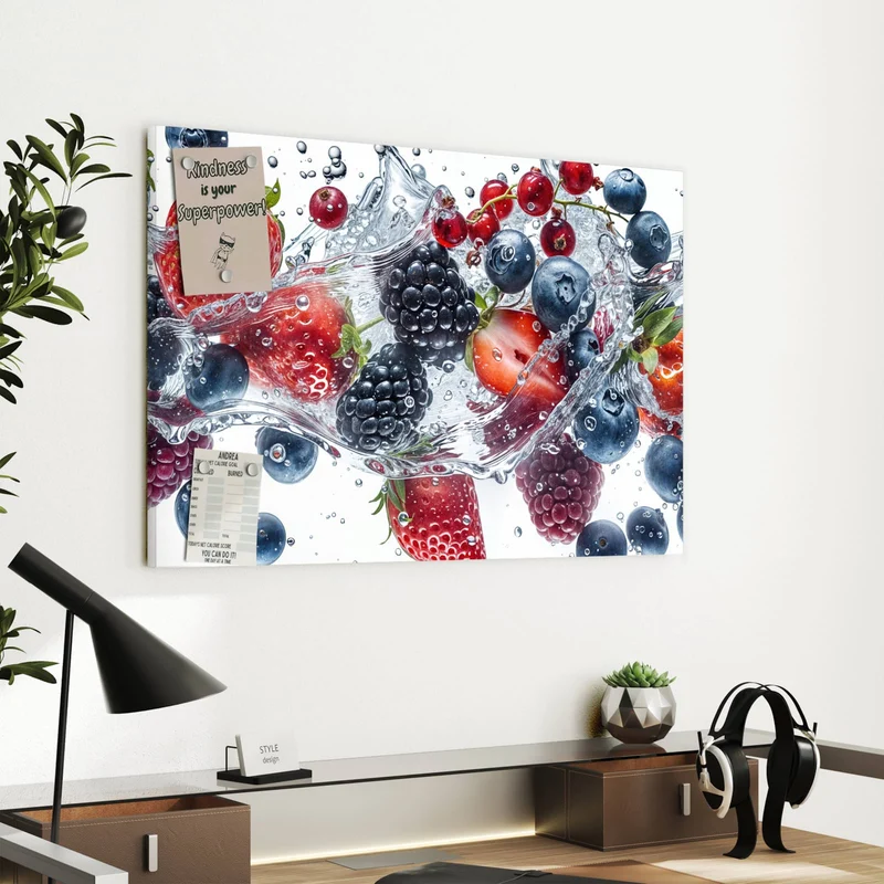 Metall Magnettafel - Beeren im Spritzwasser