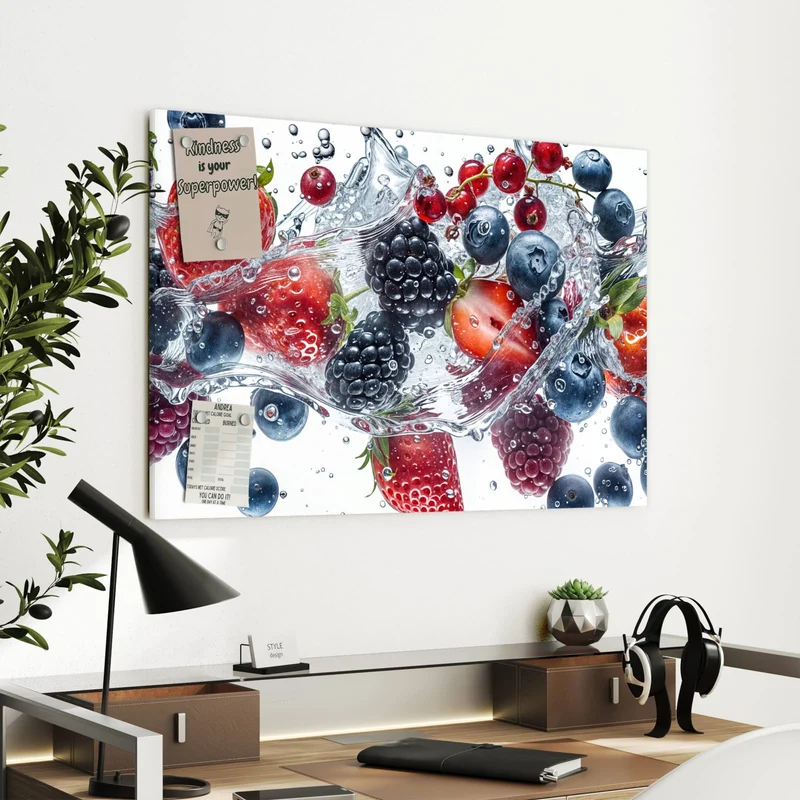 Metall Magnettafel - Beeren im Spritzwasser