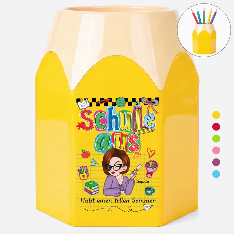 Schule Aus Habt Einen Tollen Sommer - Personalisiertes Geschenk Lehrer | Stiftehalter