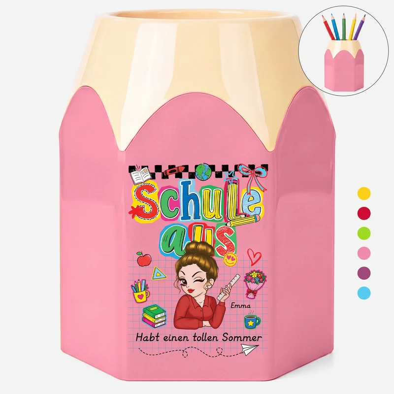 Schule Aus Habt Einen Tollen Sommer - Personalisiertes Geschenk Lehrer | Stiftehalter