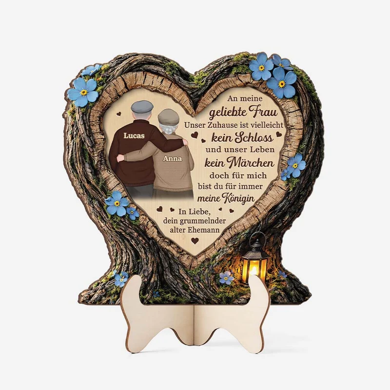 [3D-Optik] An Meine Frau Ich Liebe Dich - Personalisierte Geschenke Foto | Holzaufsteller Paar