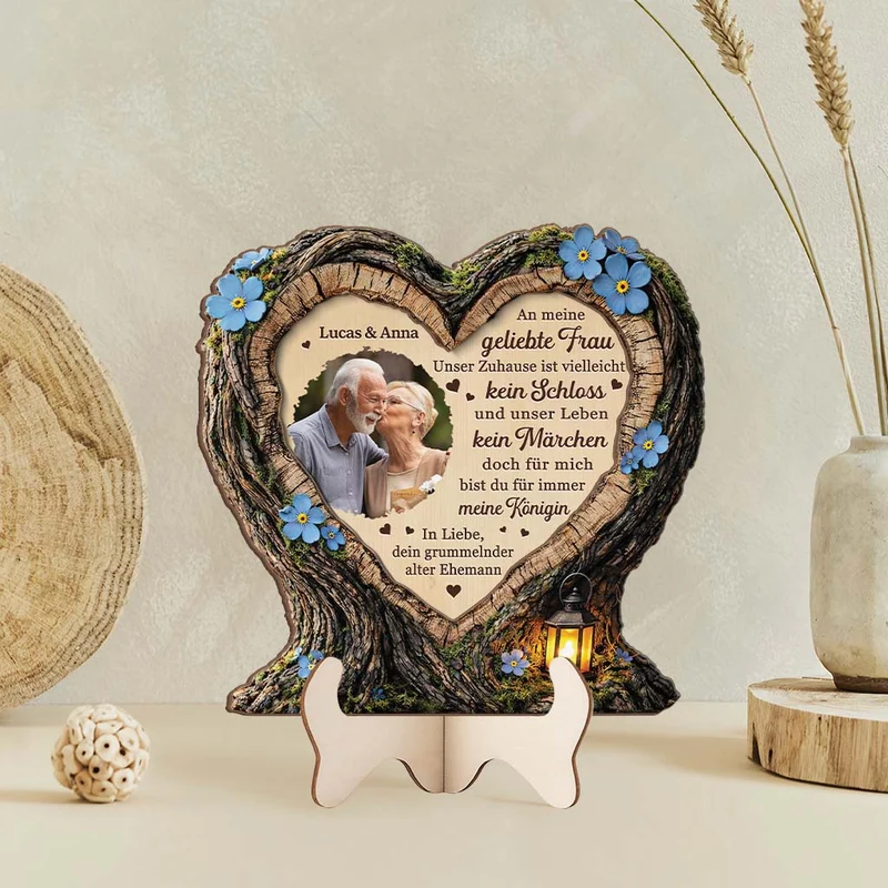 [3D-Optik] An Meine Frau Ich Liebe Dich - Personalisierte Geschenke Foto | Holzaufsteller Paar