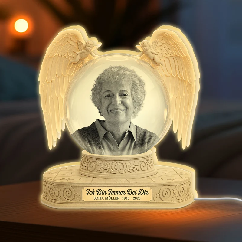 [3D-Optik] Mama Papa Engelsflügel - Personalisierte Trauergeschenke | Lightbox