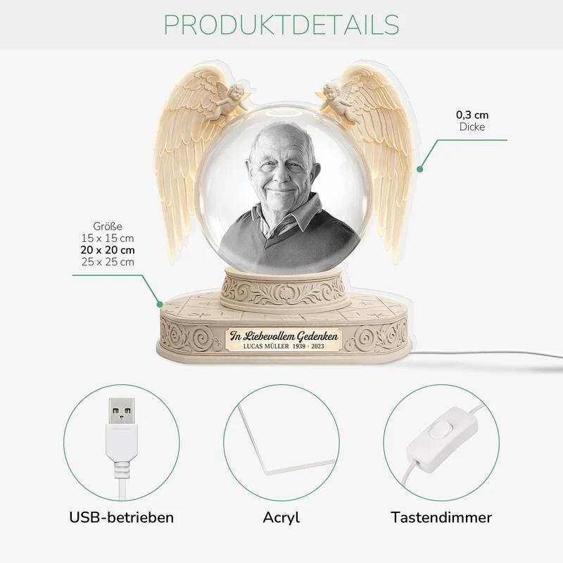 [3D-Optik] Mama Papa Engelsflügel - Personalisierte Trauergeschenke | Lightbox