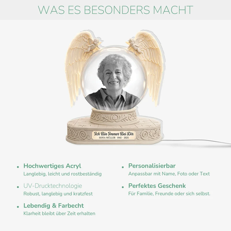 [3D-Optik] Mama Papa Engelsflügel - Personalisierte Trauergeschenke | Lightbox