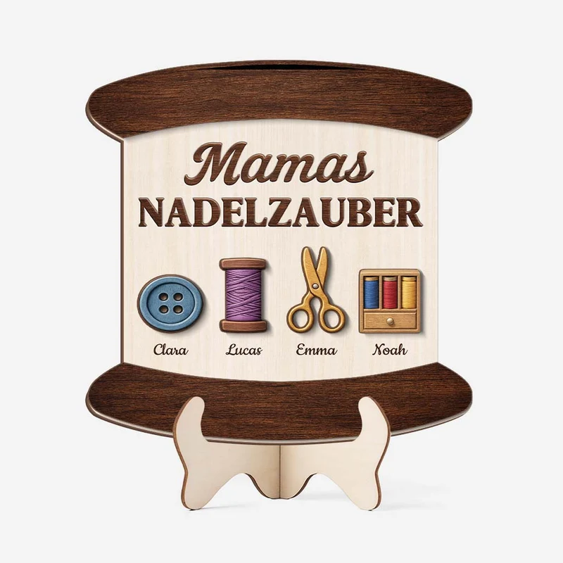 Mamas Nadelzauber - Personalisiertes Geschenk | Holzaufsteller Mama/Oma
