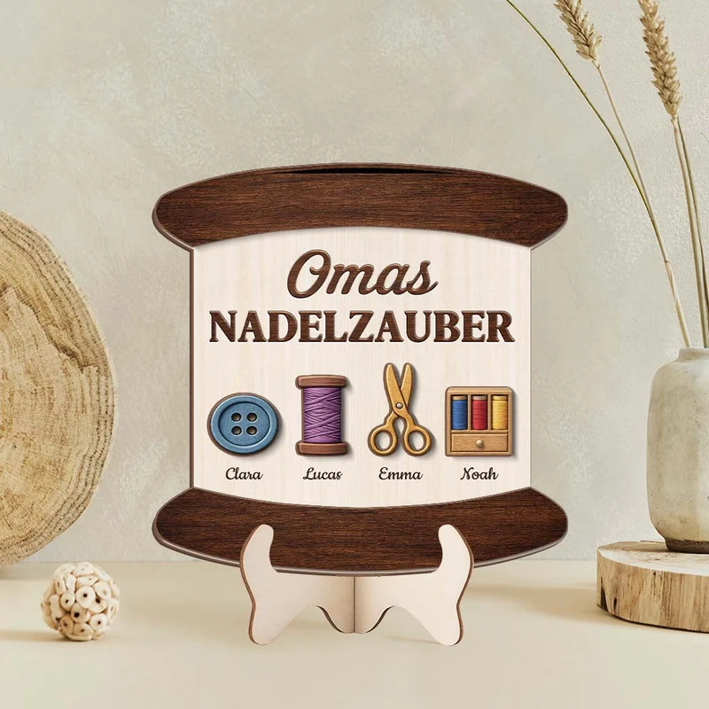 Mamas Nadelzauber - Personalisiertes Geschenk | Holzaufsteller Mama/Oma