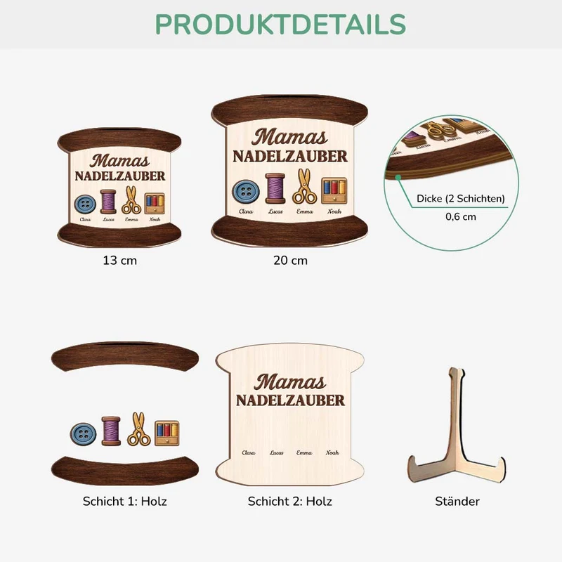 Mamas Nadelzauber - Personalisiertes Geschenk | Holzaufsteller Mama/Oma