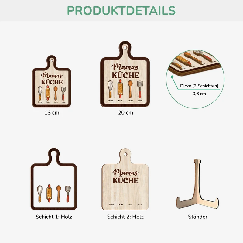 Mamas Küche - Personalisiertes Geschenk | Holzaufsteller Mama/Oma