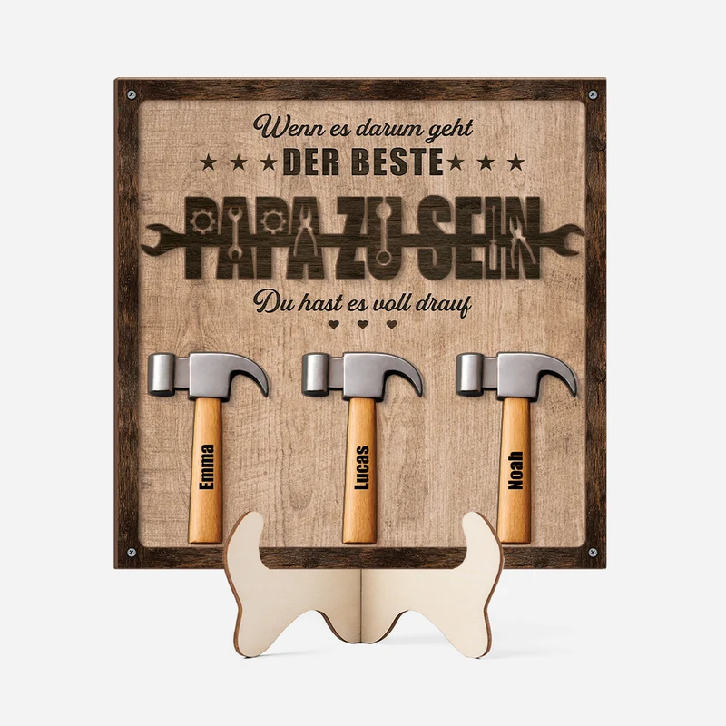 [3D-Optik] Wenn Es Darum Geht Der Beste Papa Zu Sein Du Hast Es Voll Drauf - Personalisiertes Geschenk | Holzaufsteller Papa/Opa