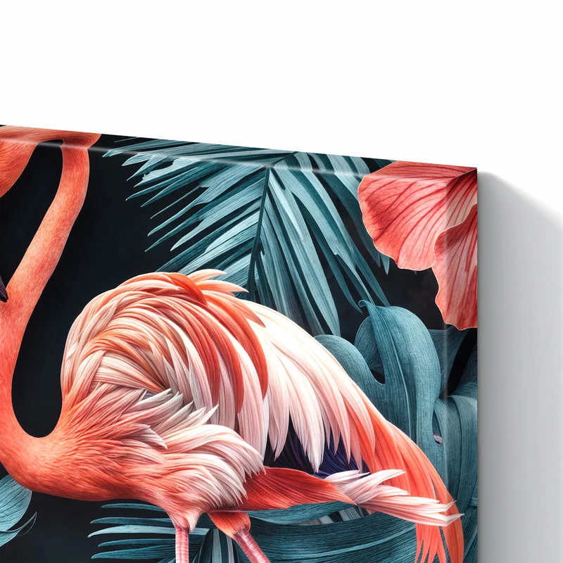 Metall Magnettafel - Flamingo und Hibiskus