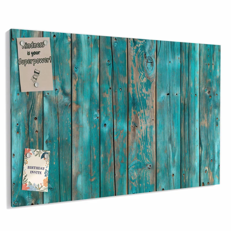 Metall Magnettafel - Türkise Bretterwand
