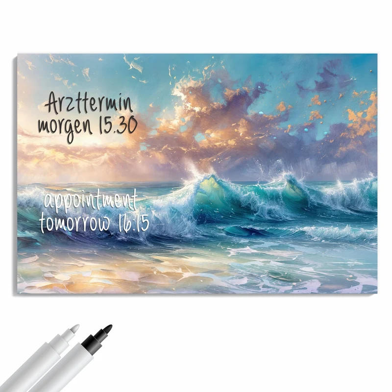 Metall Magnettafel - Schäumende Wellen
