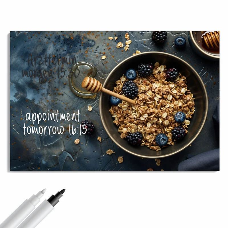 Metall Magnettafel - Müsli mit Beeren