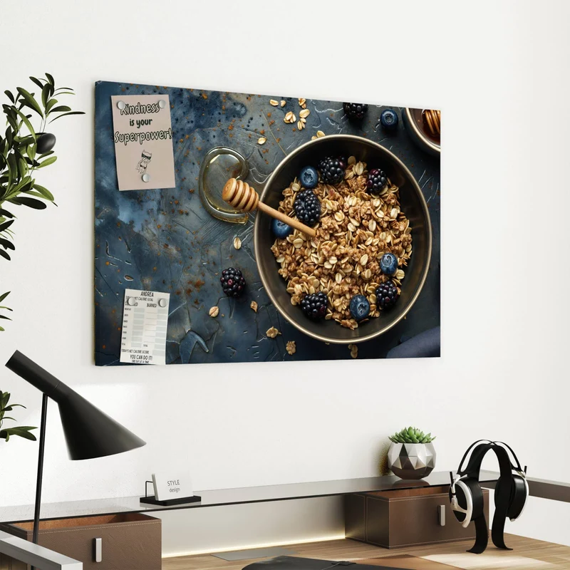 Metall Magnettafel - Müsli mit Beeren