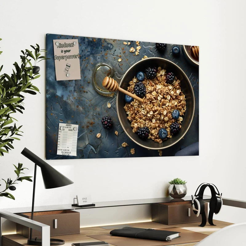 Metall Magnettafel - Müsli mit Beeren