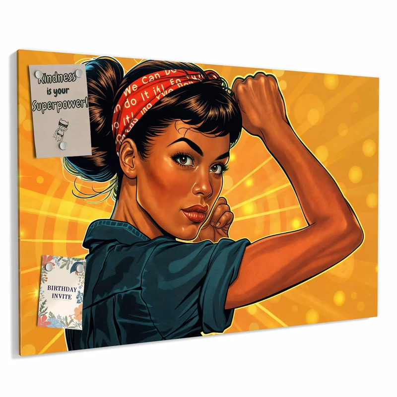 Metall Magnettafel - Starke Frau in Pop Art