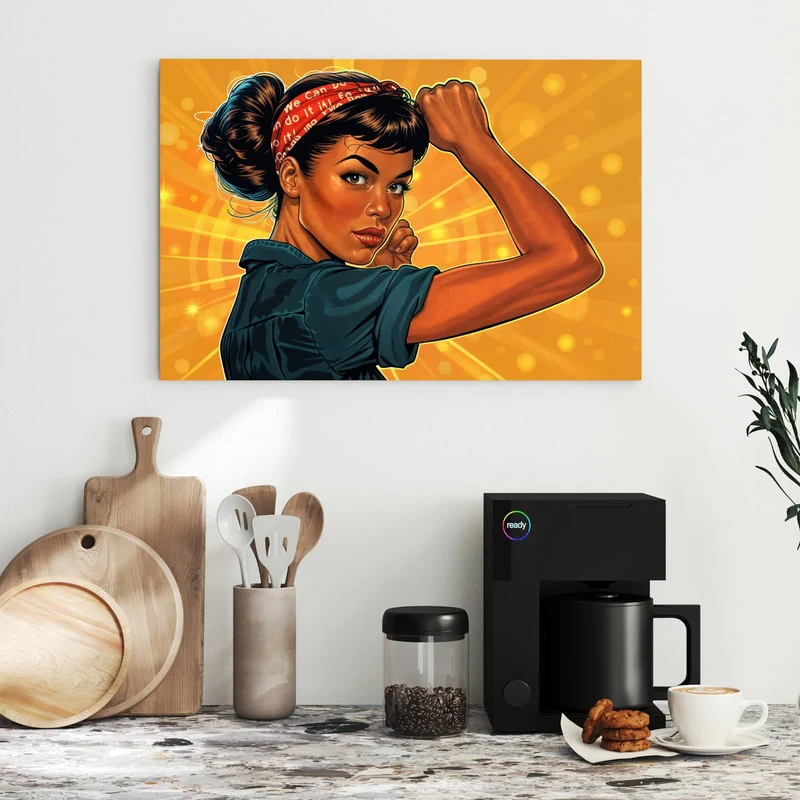 Metall Magnettafel - Starke Frau in Pop Art