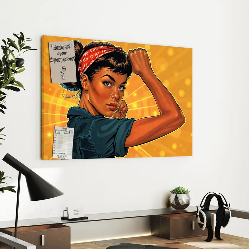 Metall Magnettafel - Starke Frau in Pop Art