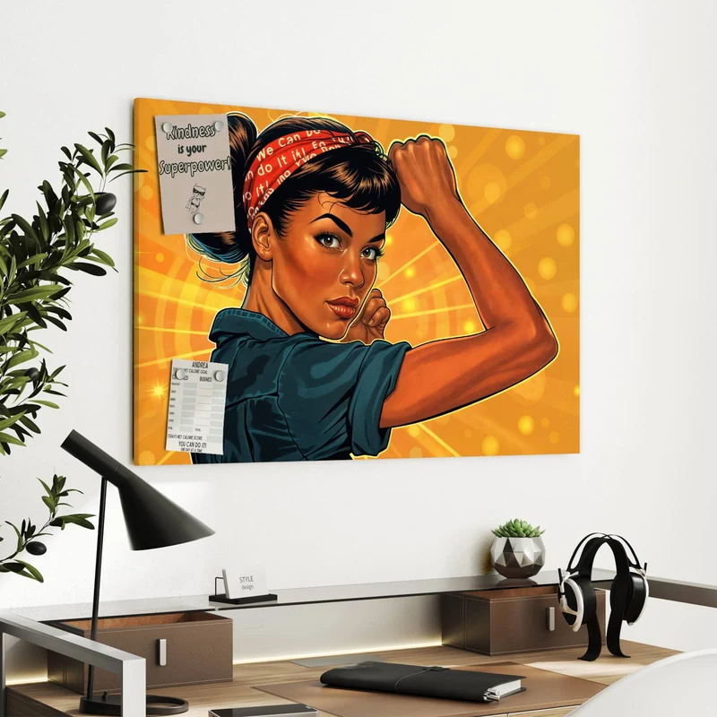 Metall Magnettafel - Starke Frau in Pop Art