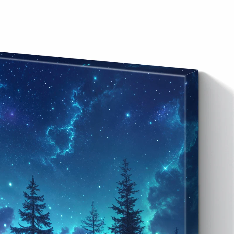 Metall Magnettafel - Mondsichel über Tannen