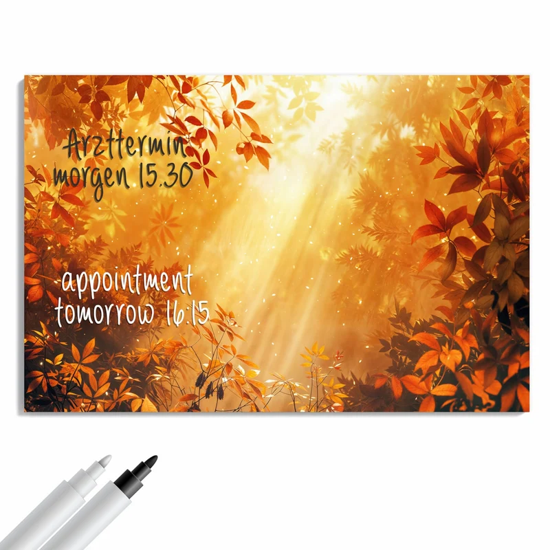 Metall Magnettafel - Herbstwald im Gegenlicht