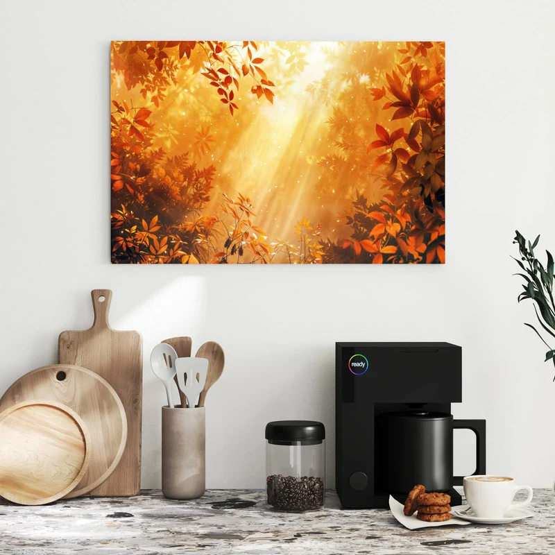 Metall Magnettafel - Herbstwald im Gegenlicht