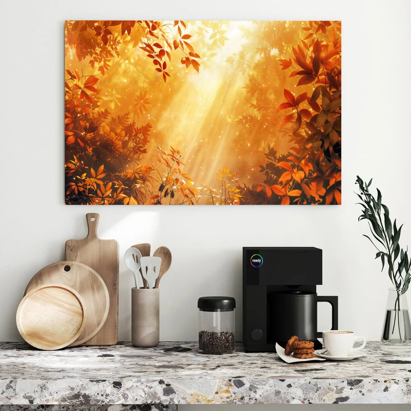 Metall Magnettafel - Herbstwald im Gegenlicht