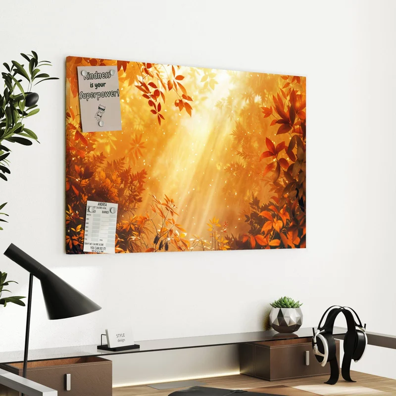 Metall Magnettafel - Herbstwald im Gegenlicht