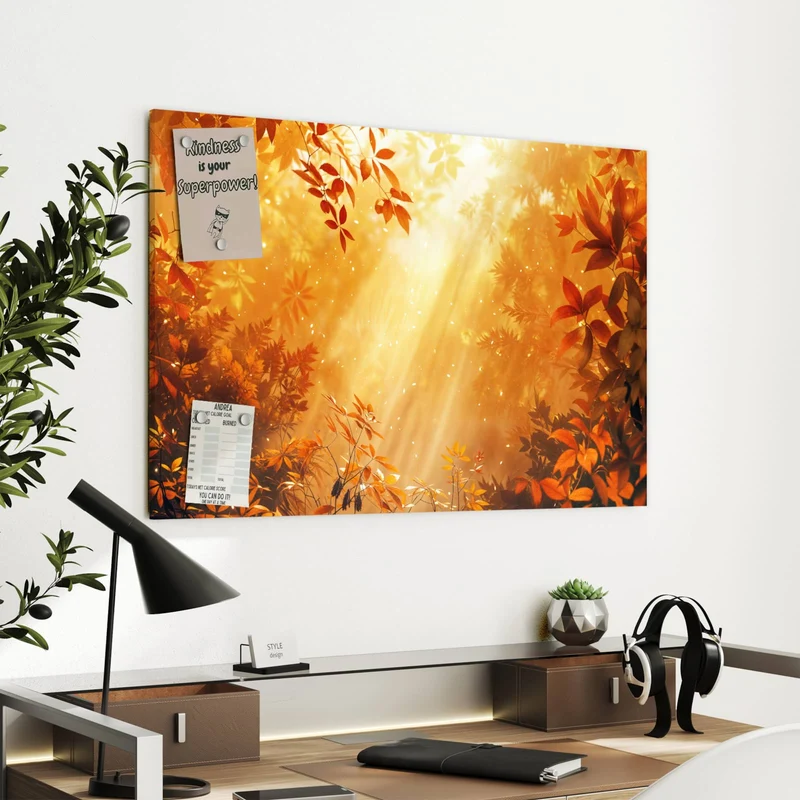 Metall Magnettafel - Herbstwald im Gegenlicht