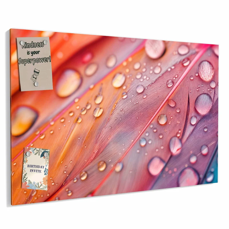 Metall Magnettafel - Wassertropfen auf Federn