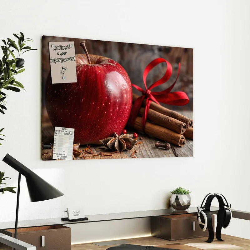 Metall Magnettafel - Zimt und Apfel