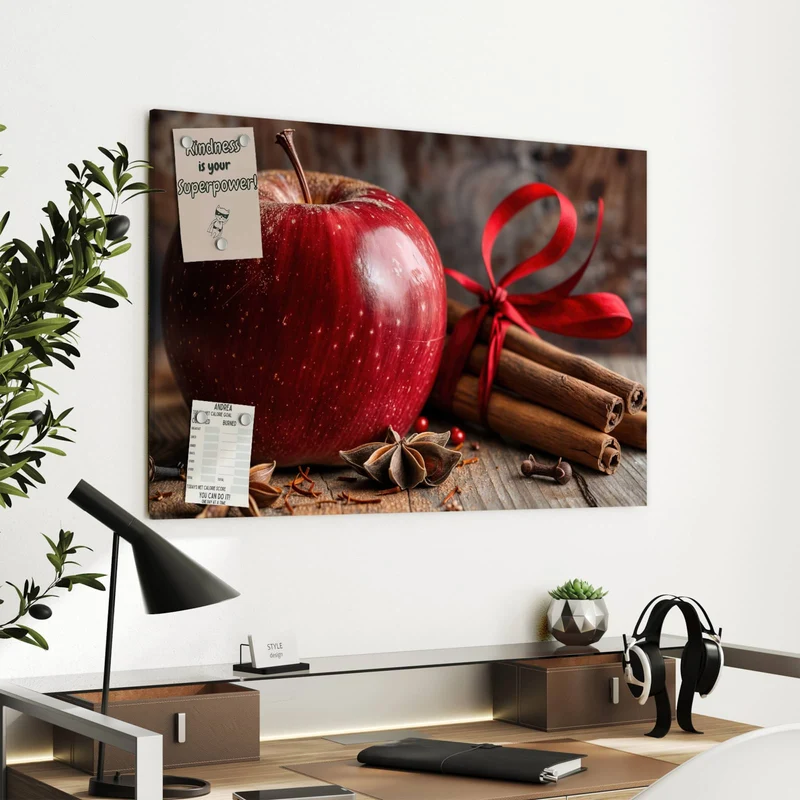 Metall Magnettafel - Zimt und Apfel