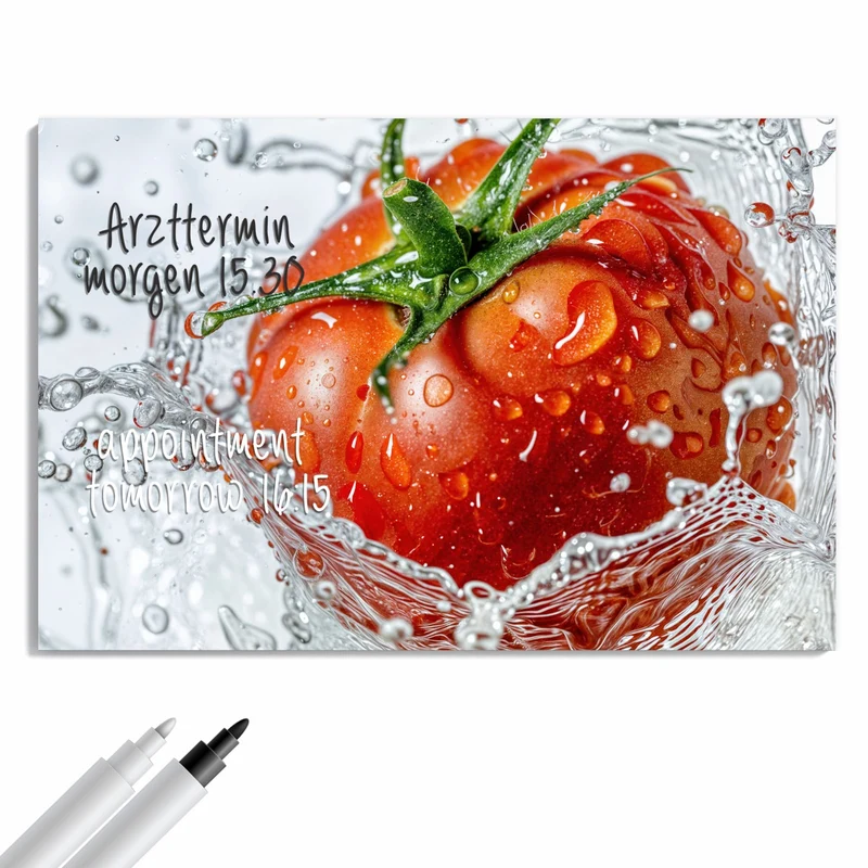 Metall Magnettafel - Tomate im Wasser