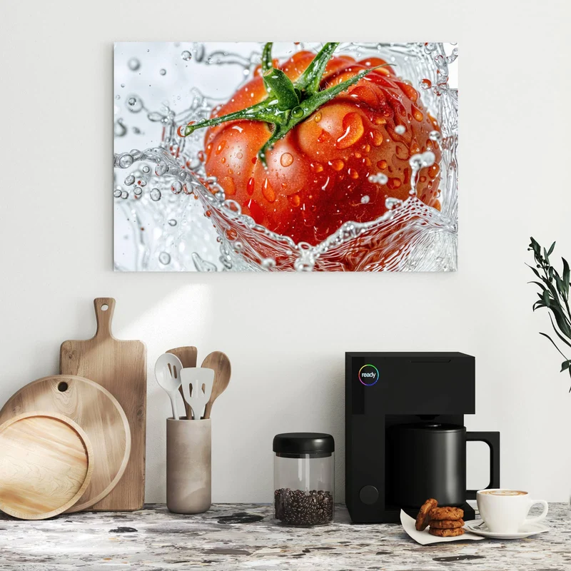 Metall Magnettafel - Tomate im Wasser