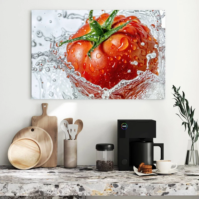Metall Magnettafel - Tomate im Wasser