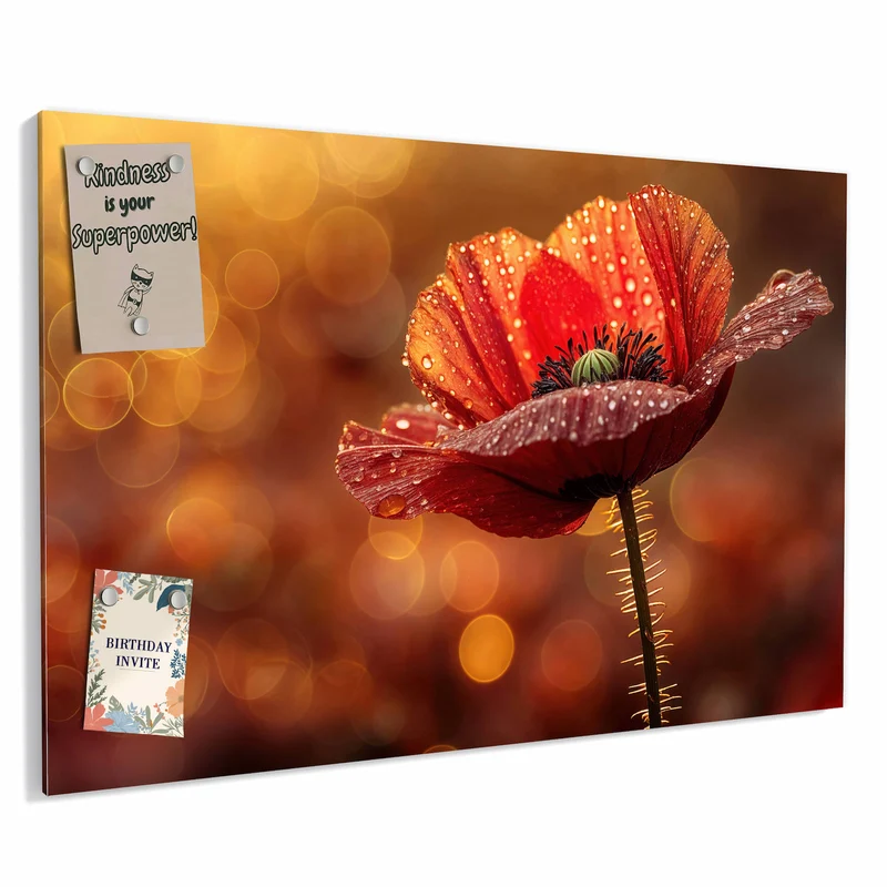 Metall Magnettafel - Blühende Mohnblume