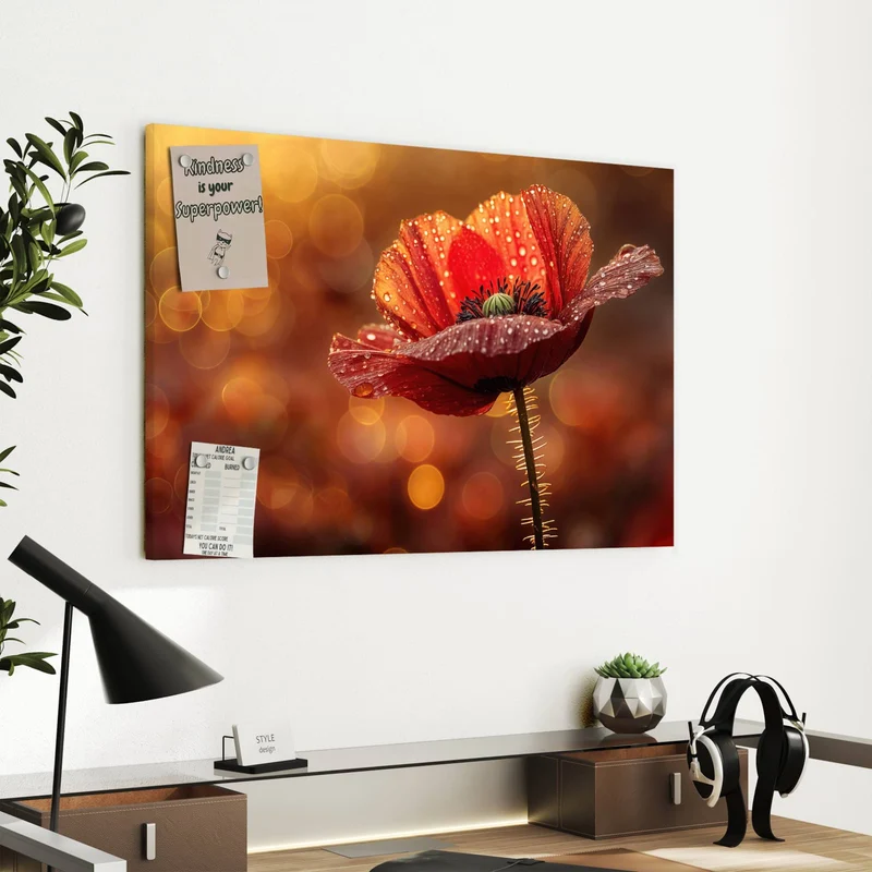 Metall Magnettafel - Blühende Mohnblume