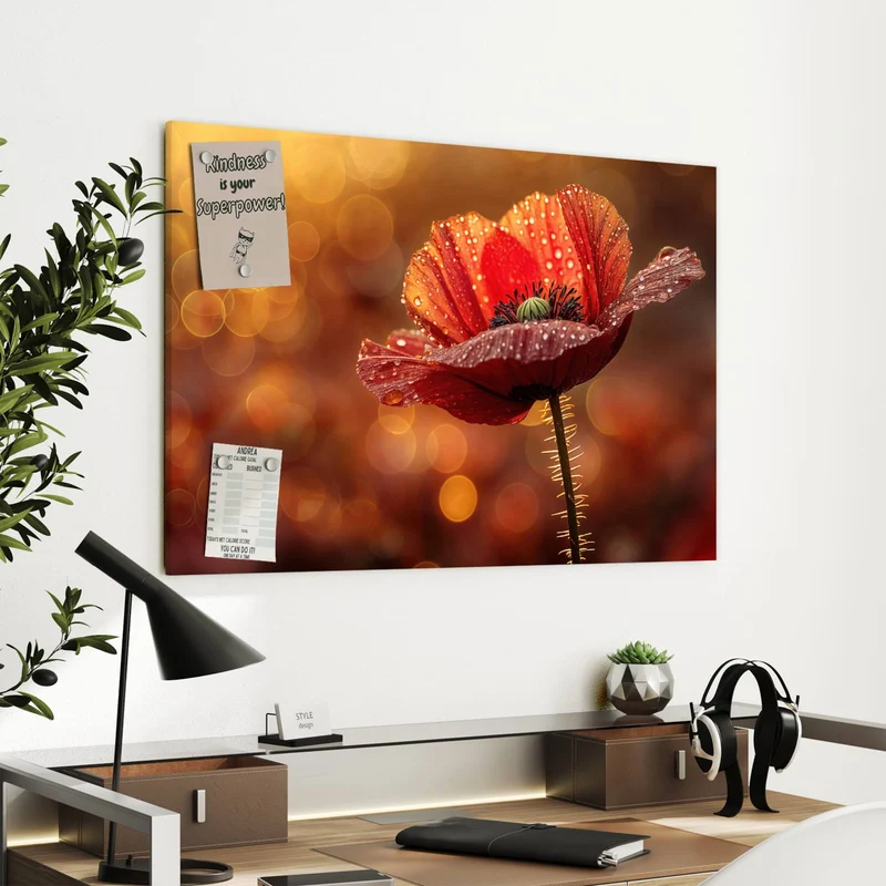 Metall Magnettafel - Blühende Mohnblume