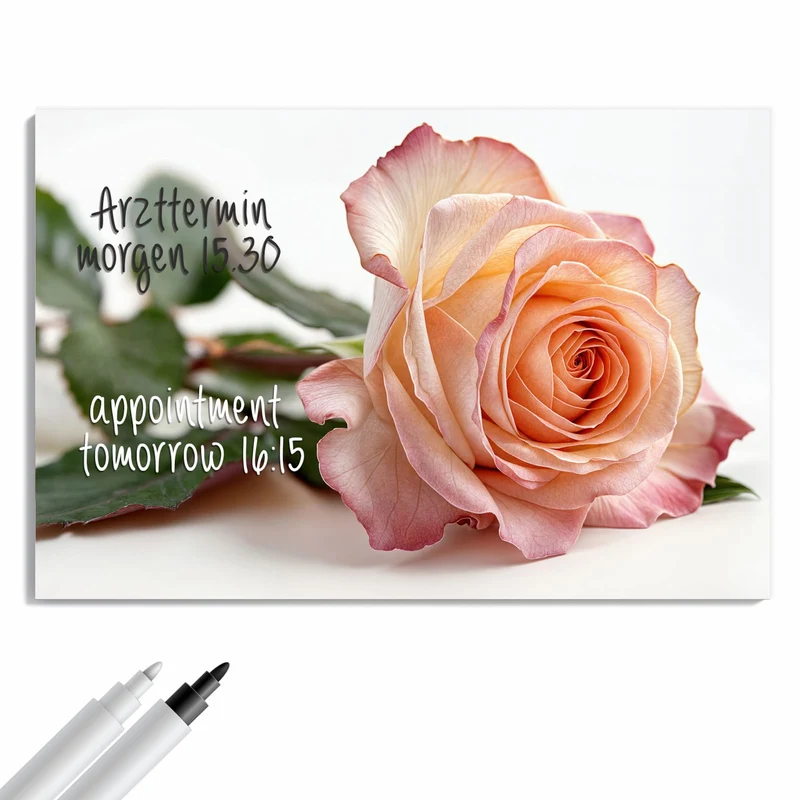 Metall Magnettafel - Rose in Apricot
